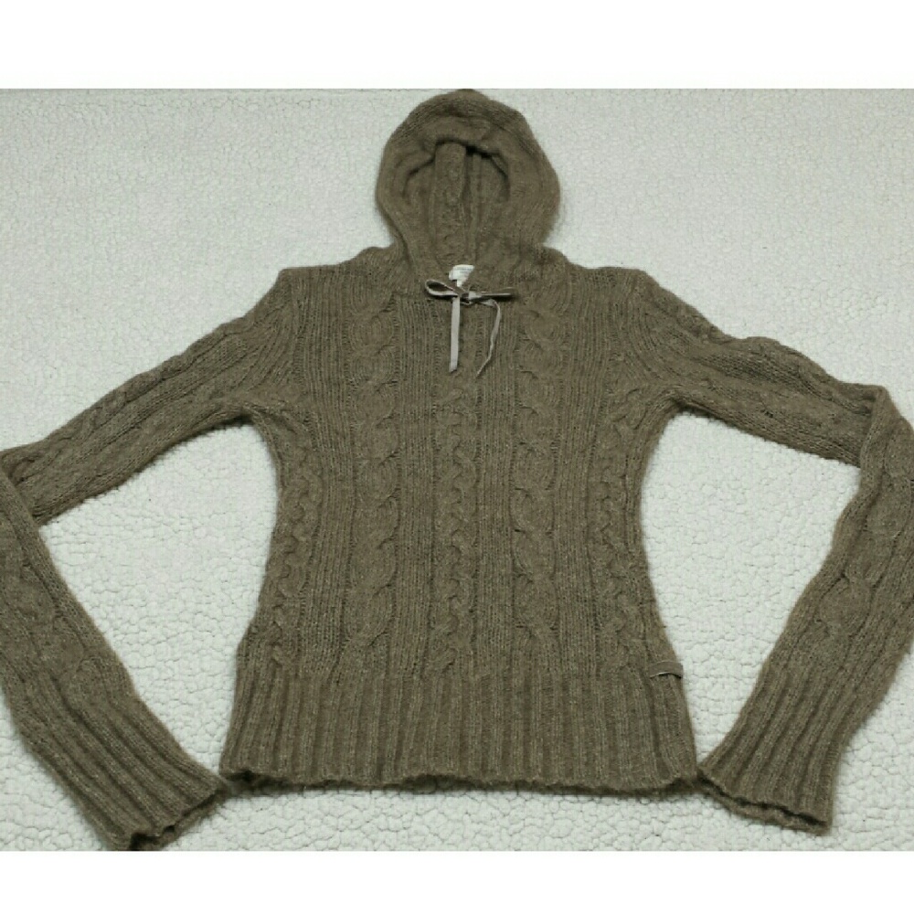 Cozy Cable Knit Hoodie Sweater - Brown